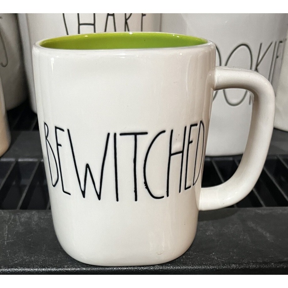 Rae Dunn Bewitched Halloween Mug  White With Green Interior *